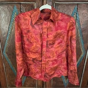 Hugo Boss Vibrant Red and Orange Shirt Size Small